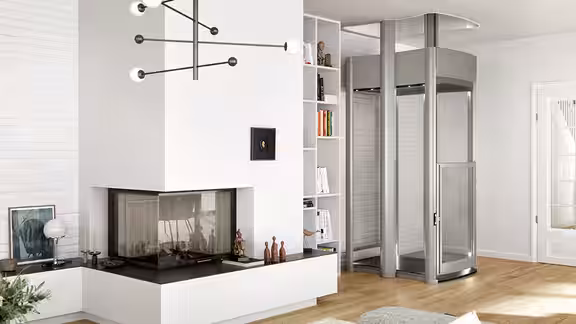 Homelift LIFTON TRIO in der Ecke vom Wohnbereich